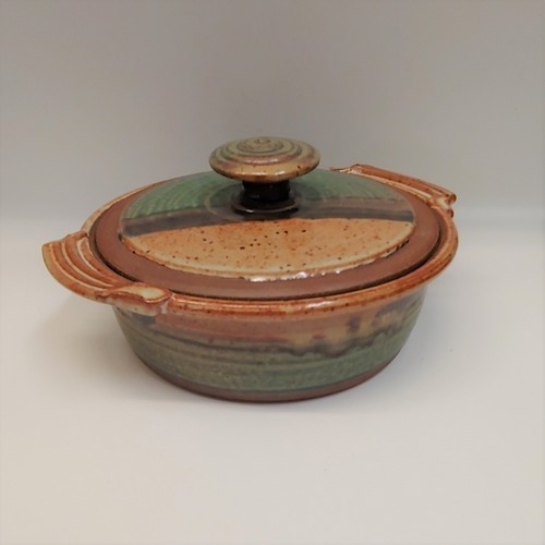 #220507 Casserole Tan/Green/Black Stripe $29.50 at Hunter Wolff Gallery